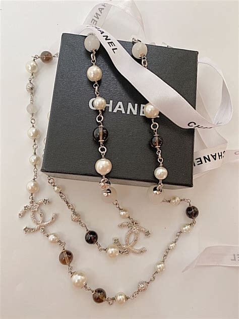 chanel long pearl necklace replica best|chanel copy necklace.